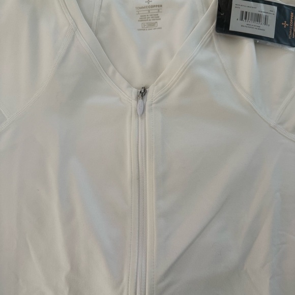 Tommie Copper Mens Compression Shirt Back Support Short Sleeve White Zip Up - Picture 8 of 10